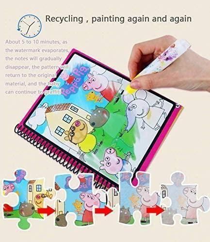 Reusable Magic Water Quick Dry Book Water `Coloring Book Doodle with Magic Pen Painting Board for Children Education Drawing Pad (Multi Color, 4 Books)
