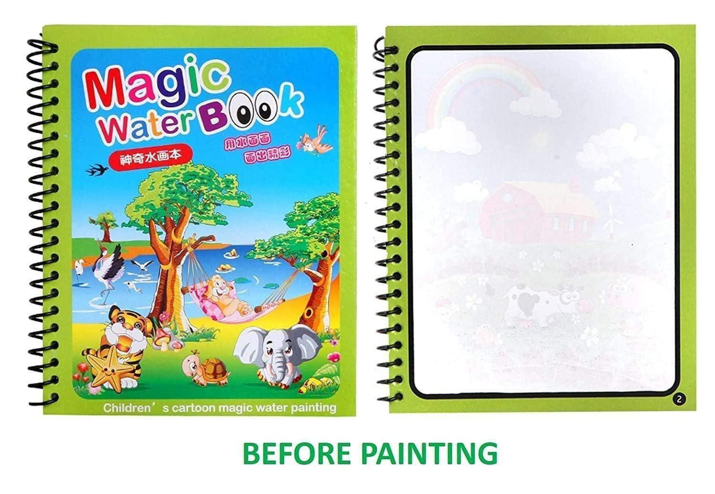 Reusable Magic Water Quick Dry Book Water `Coloring Book Doodle with Magic Pen Painting Board for Children Education Drawing Pad (Multi Color, 4 Books)